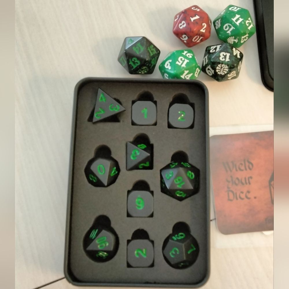 Black and Green Dice Set for Board Games